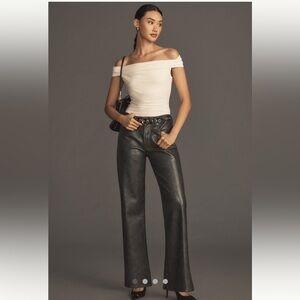 AGOLDE Sloan Leather Mid-Rise Straight Leg Pants